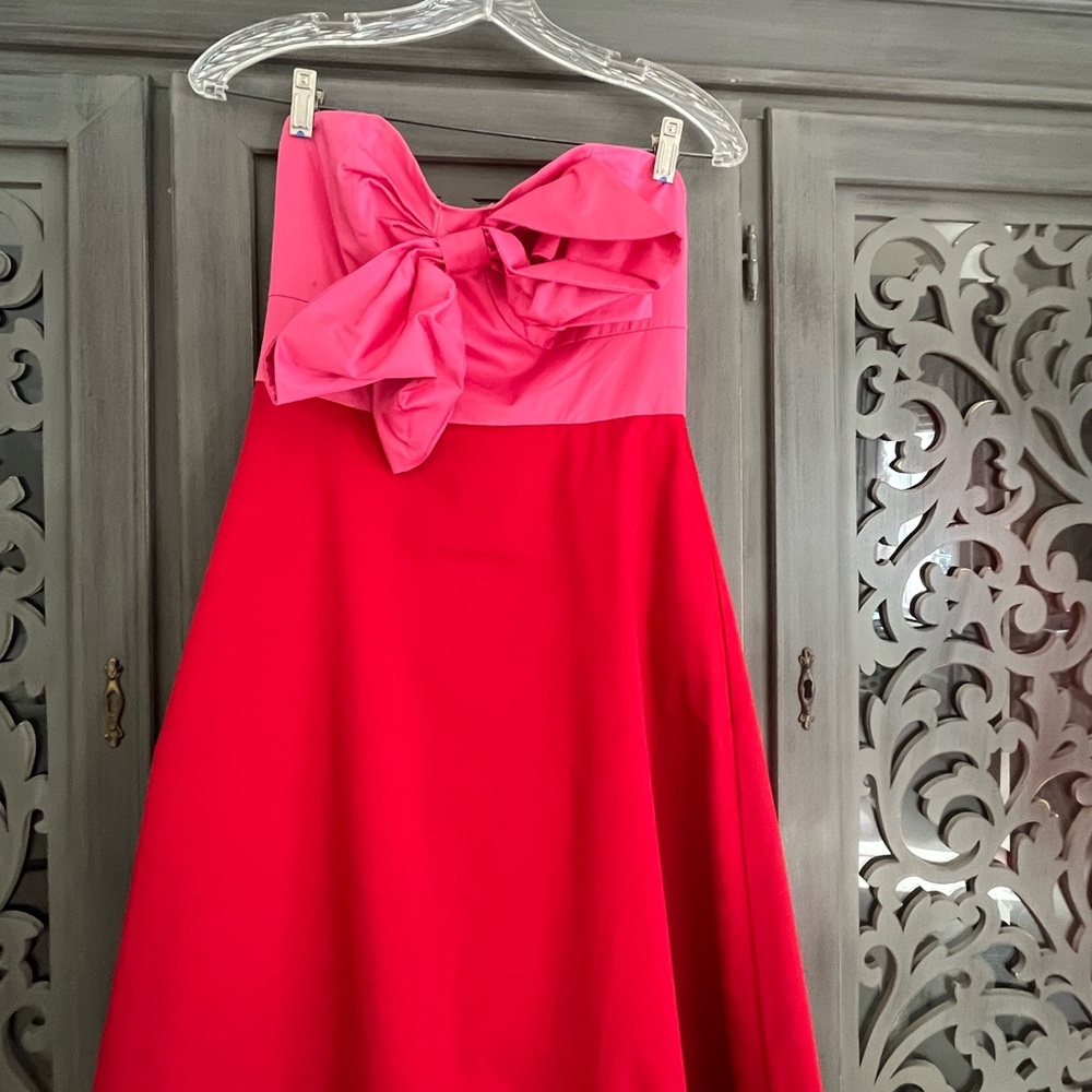 NWT Hutch pink scarlet red bow colorblock dress 6 - Picture 5 of 14